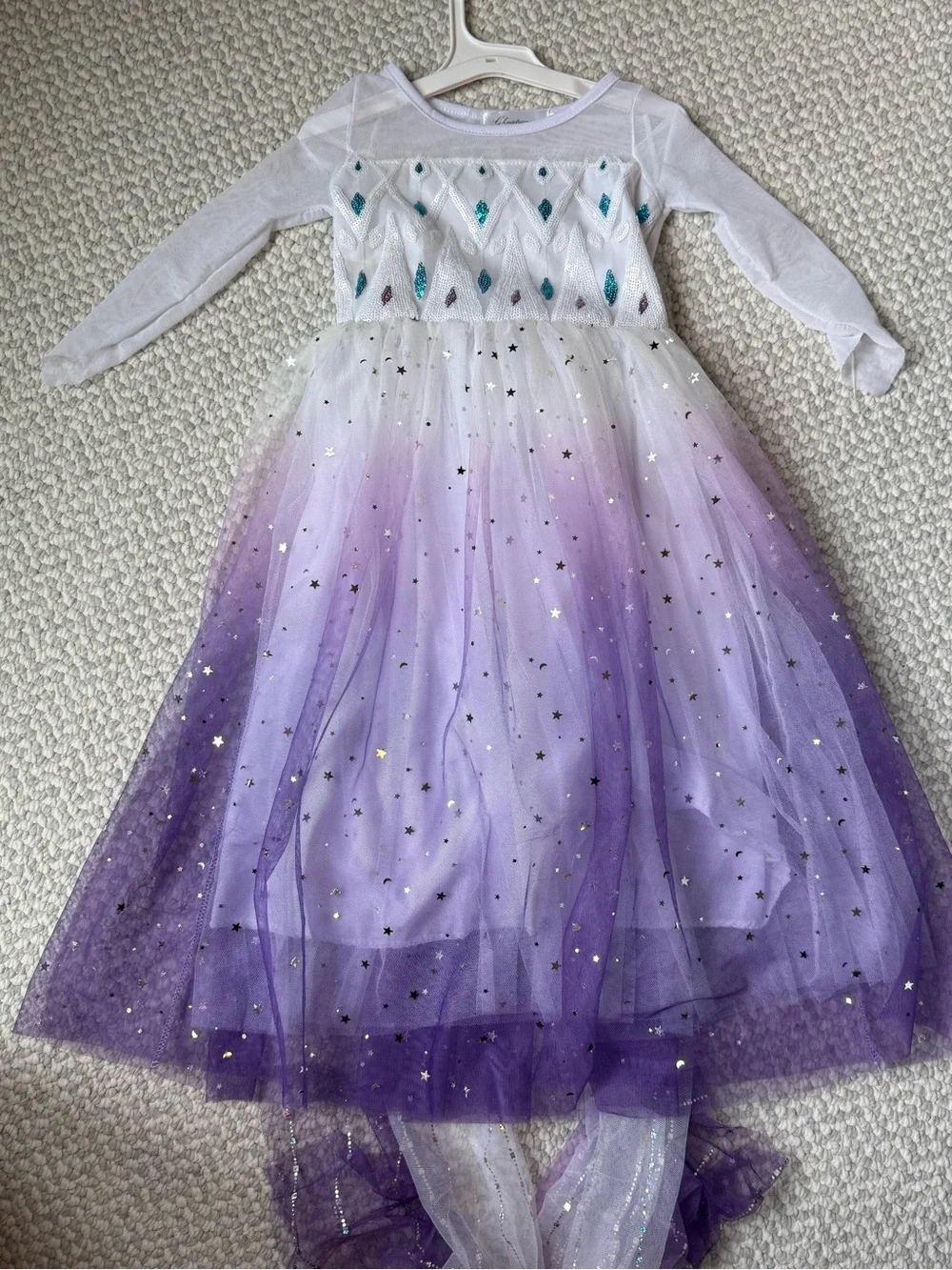 Kids Frozen Purple Ombre Star Elsa Inspired Tulle Costume Dress - 3/4T (100)
